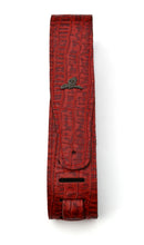 Load image into Gallery viewer, Magma Leathers 2.52" Delux Argentinean Leather Guitar Strap Crocodrile Red (07MCO05.)