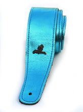 Load image into Gallery viewer, Magma Leathers 2.52" Delux Argentinean Leather Chamois Guitar Strap Cristal Metallic Turquoise (07MCR0T.)