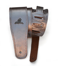 Load image into Gallery viewer, Magma Leathers 2.52" Delux Argentinean Leather Chamois Guitar Strap Cristal Metallic Pewter (07MCR01PE.)
