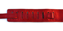 Load image into Gallery viewer, Magma Leathers 2.52" Delux Argentinean Leather Chamois Guitar Strap Cristal Metallic Red (07MCR01R.)