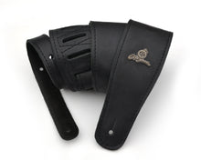 Load image into Gallery viewer, Magma Leathers 2.52" Delux Argentinean VINTAGE leather Guitar Strap Black (07MV01.)