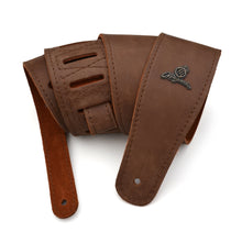 Load image into Gallery viewer, Magma Leathers 2.52" Delux Argentinean VINTAGE leather Guitar Strap Brown (07MV02.)