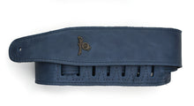 Load image into Gallery viewer, Magma Leathers 2.52" Delux Argentinean VINTAGE leather Guitar Strap Blue (07MV03.)