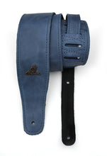 Load image into Gallery viewer, Magma Leathers 2.52" Delux Argentinean VINTAGE leather Guitar Strap Blue (07MV03.)