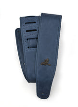 Load image into Gallery viewer, Magma Leathers 2.52" Delux Argentinean VINTAGE leather Guitar Strap Blue (07MV03.)