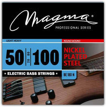 Load image into Gallery viewer, Magma Light Heavy Electric Bass Strings - Nickel Plated Steel, 50-100 Gauge Long Scale Strings - 34 inch Light Heavy Gauge 4 String Sets - String gauges: 50-70 - 80-100 (BE180N)