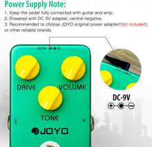 Load image into Gallery viewer, JOYO Vintage Overdrive Pedal Classic Tube Screamer Pedal for Electric Guitar Effect - True Bypass (JF-01)