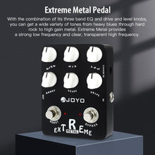 Load image into Gallery viewer, JOYO Metal Distortion Pedal with 3 Band EQ and Low-Mid-High Gain Boost for Electric Guitar Effect - Bypass (Extreme Metal JF-17)