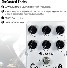 Load image into Gallery viewer, JOYO Overdrive Distortion Pedal Amp Simulator Rock Tones from OD to Dist for Electric Guitar Effect - Bypass (California Sound JF-15)