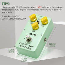 Load image into Gallery viewer, JOYO Blues Overdrive Guitar Pedals Hign Gain Overdrive from Vintage to Modern Tone for Electric Guitar True Bypass (BRIGHT DAY JF-25)