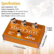 Load image into Gallery viewer, JOYO Analog Delay Effect Pedal R Series Vintage Warm Natural Sound for Sentimental Electric Guitar Solo (Nasscar R-10)