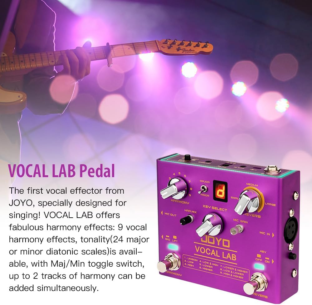vocal harmoniser pedal JOYO Vocal Harmony Pedal with 9 Vocal Harmony Effects, 12-Key, 3 Rever –  MAGMA STRINGS