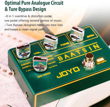 Load image into Gallery viewer, JOYO Pure Analog Overdrive & Distortion Multi Effect Pedal R Series 8 Classic OD/DS Sounds for Electric Guitar (Baatsin R-11)
