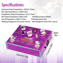 Load image into Gallery viewer, JOYO Vocal Harmony Pedal with 9 Vocal Harmony Effects, 12-Key, 3 Reverb Models for Singer and Guitarist Singing (Vocal Lab R-16)