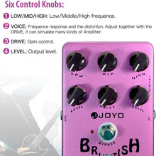 Load image into Gallery viewer, JOYO Overdrive British Rock Amp Simulator Pedal Brit-Rock Era Bluesbreaker Overload for Electric Guitar Effect - Bypass (British Sound JF-16)
