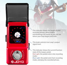 Load image into Gallery viewer, JOYO JF-329 Digital Phrase Looper Effect Pedal Ironman Ironloop Mini Pedal for Electric Guitar True Bypass Maximum Recording Time 20 min