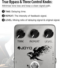 Load image into Gallery viewer, JOYO Digital Delay Effect Pedal for Electric Guitar & Bass Delay Time Range 25ms-600ms Sounds "Analog" Delay - True Bypass (JF-08)