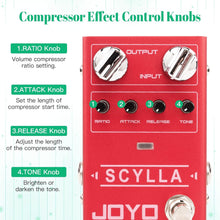 Load image into Gallery viewer, JOYO Bass Guitar Pedals Compressor Effect Pedal with Precise Compression Knobs Low Noise and High Dynamic Control Range for Bassist Electric Guitar Bass (SCYLLA R-27)