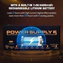 Load image into Gallery viewer, JOYO Built-in 4400mAh Rechargeable Battery Guitar Effect Pedal Power Supply 8 Outputs 9V 12V 18V (100mA, 500mA) Jacks & 5V/1A USB Port (JP-05)