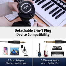 Load image into Gallery viewer, JOYO Studio Monitor Headphones Wired Audio Recording Monitor Headset Over Ear Headphones for Mixer Amplifier Podcast Keyboard Piano Deep Bass 3M Cable (JMH-01)