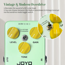 Load image into Gallery viewer, JOYO Blues Overdrive Guitar Pedals Hign Gain Overdrive from Vintage to Modern Tone for Electric Guitar True Bypass (BRIGHT DAY JF-25)