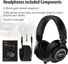 Load image into Gallery viewer, JOYO Studio Monitor Headphones Wired Audio Recording Monitor Headset Over Ear Headphones for Mixer Amplifier Podcast Keyboard Piano Deep Bass 3M Cable (JMH-01)