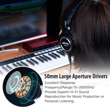 Load image into Gallery viewer, JOYO Studio Monitor Headphones Wired Audio Recording Monitor Headset Over Ear Headphones for Mixer Amplifier Podcast Keyboard Piano Deep Bass 3M Cable (JMH-01)