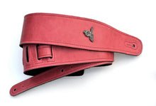 Load image into Gallery viewer, Magma Leathers 2.52" Delux Argentinean VINTAGE leather Guitar Strap RED (07MV05.)
