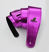 Load image into Gallery viewer, Magma Leathers 2.52" Delux Argentinean Leather Chamois Guitar Strap Cristal Metallic Pink (07MCR01P.)