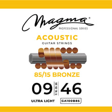 Load image into Gallery viewer, Magma Acoustic Guitar Strings Ultra Light Gauge 85/15 Bronze Set, .009 - .046 (GA100B85)