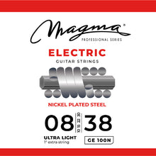 Load image into Gallery viewer, Magma Electric Guitar Strings Ultra Light Gauge Nickel-Plated Steel Set, .008 - .038 (GE100N)
