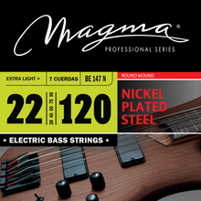 Load image into Gallery viewer, Magma Electric Bass Strings Extra Light - Nickel Plated Steel Round Wound - Long Scale 34" 7 Strings Set, .022 - .120 (BE147N)