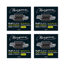 Load image into Gallery viewer, Magma Electric Bass Strings Medium - Flat Black Nylon Tapewound Strings - Long Scale 34" 4 Strings Set, .053 - .113 (BE500NB)