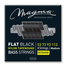 Load image into Gallery viewer, Magma Electric Bass Strings Medium - Flat Black Nylon Tapewound Strings - Long Scale 34" 4 Strings Set, .053 - .113 (BE500NB)