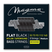 Load image into Gallery viewer, Magma Electric Bass Strings Medium - Flat Black Nylon Tapewound Strings - Long Scale 34" 5 Strings Set, .053 - .140 (BE505NB)