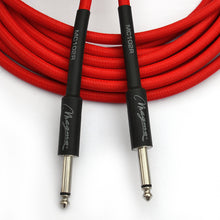 Load image into Gallery viewer, Magma Instrument Cable, 1/4" Right Angle Rean By Neutrix, Red Tweed Cloth Jacket, 20 ft. (MC102R)