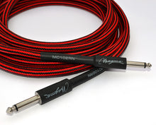 Load image into Gallery viewer, Magma Instrument Cable, 1/4" Right Angle Rean By Neutrix, Red and Black Tweed Cloth Jacket, 20 ft. (MC102RN)