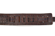 Load image into Gallery viewer, Magma Leathers 2.52" Delux Argentinean Leather Guitar Strap Crocodrile Brown (07MCO02.)