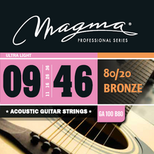 Load image into Gallery viewer, Magma Acoustic Guitar Strings Ultra Light Gauge 80/20 Bronze Set, .009 - .046 (GA100B80)