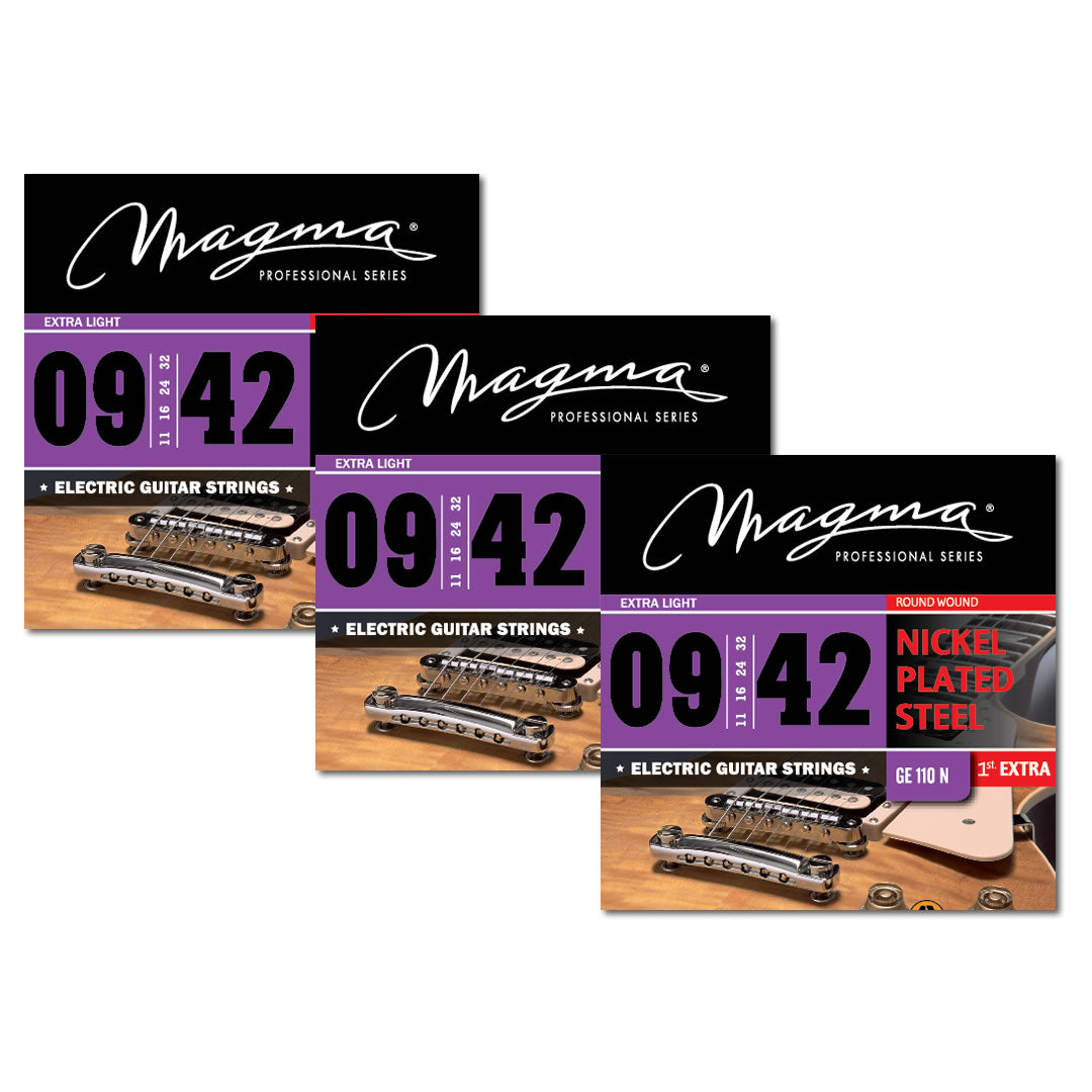 Magma Electric Guitar Strings Super Light Gauge Nickel-Plated Steel Set,  .009 - .042 (GE110N)