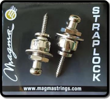 Load image into Gallery viewer, Magma Guitar Strap Locks and Buttons Security Quick Release Straplocks Strap Retainer System Nickel (2 Pieces Pack) (MSL-1S)