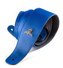Load image into Gallery viewer, Magma Leathers 2.52" Delux Argentinean Electric Blue covered Leather Guitar Strap (07MC07.)