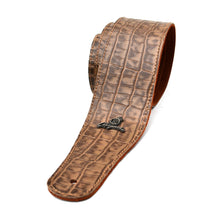 Load image into Gallery viewer, Magma Leathers 2.52" Delux Argentinean Leather Guitar Strap Crocodrile CAMEL (07MCO08.)