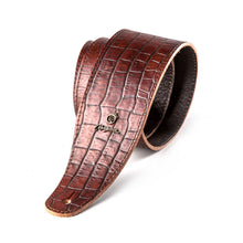 Load image into Gallery viewer, Magma Leathers 2.52" Delux Argentinean Leather Guitar Strap Iguana Brown (07ML02.)