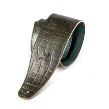 Load image into Gallery viewer, Magma Leathers 2.52" Delux Argentinean Leather Guitar Strap Iguana Green (07ML04.)
