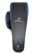 Load image into Gallery viewer, Magma Leathers 2.52" Delux Argentinean padded Black Leather and jeans Guitar Strap (07MN01A.)