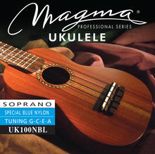 Load image into Gallery viewer, Set Strings MAGMA UKULELE Soprano Blue Nylon Hawaiian Tunning (UK100NBL)