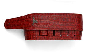 Magma Leathers 2.52" Delux Argentinean Leather Guitar Strap Crocodrile Red (07MCO05.)