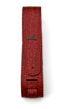 Load image into Gallery viewer, Magma Leathers 2.52&quot; Delux Argentinean Leather Guitar Strap Crocodrile Red (07MCO05.)
