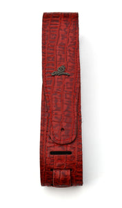 Magma Leathers 2.52" Delux Argentinean Leather Guitar Strap Crocodrile Red (07MCO05.)